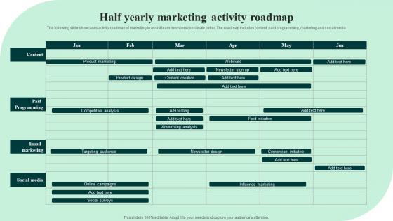 Half Yearly Marketing Activity Roadmap