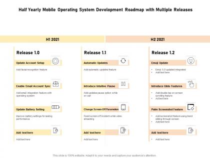 Half yearly mobile operating system development roadmap with multiple releases