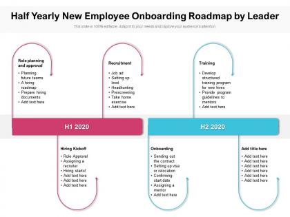 Half yearly new employee onboarding roadmap by leader