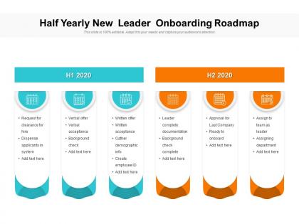 Half yearly new leader onboarding roadmap