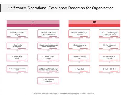 Half yearly operational excellence roadmap for organization