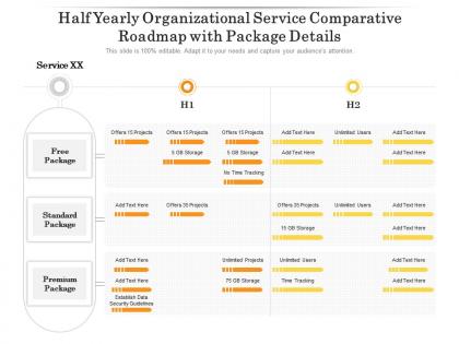 Half yearly organizational service comparative roadmap with package details
