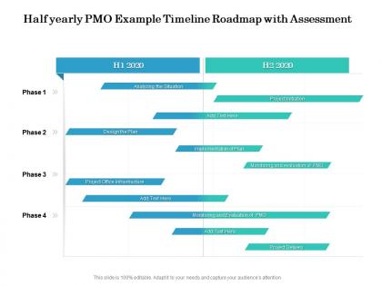 Half yearly pmo example timeline roadmap with assessment