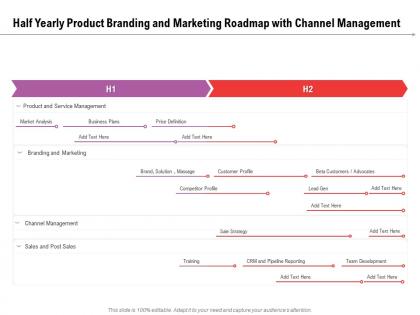 Half yearly product branding and marketing roadmap with channel management