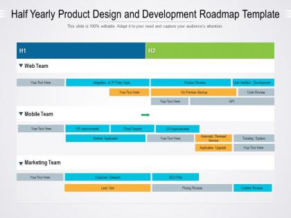 Half yearly product design and development roadmap template