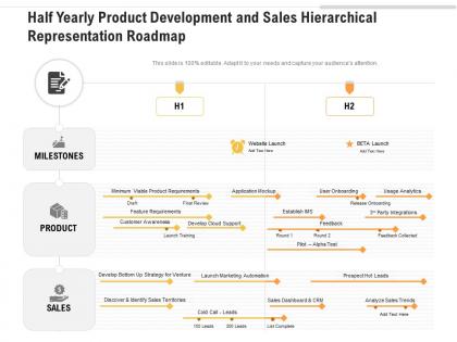 Half yearly product development and sales hierarchical representation roadmap