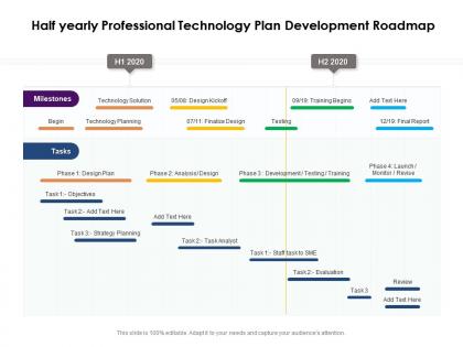 Half yearly professional technology plan development roadmap