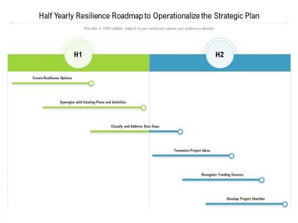 Half yearly resilience roadmap to operationalize the strategic plan