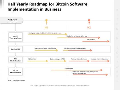Half yearly roadmap for bitcoin software implementation in business