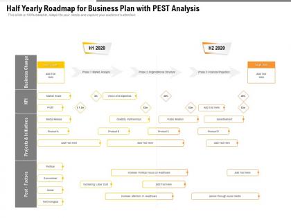Half yearly roadmap for business plan with pest analysis