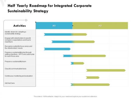Half yearly roadmap for integrated corporate sustainability strategy