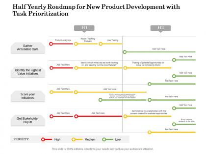 Half yearly roadmap for new product development with task prioritization