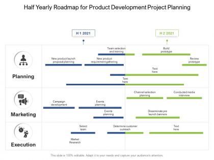 Half yearly roadmap for product development project planning