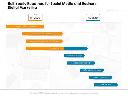 Half yearly roadmap for social media and business digital marketing