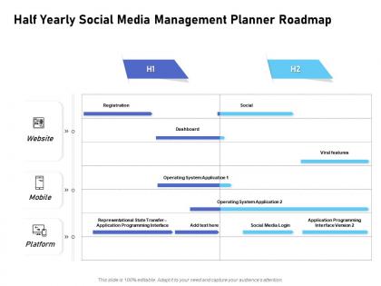 Half yearly social media management planner roadmap