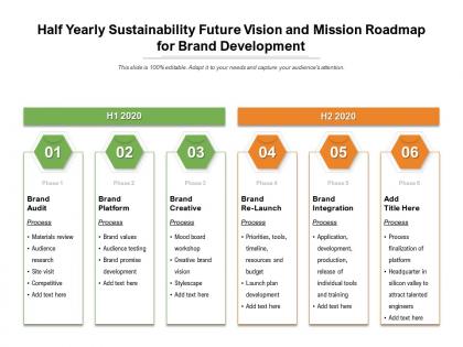 Half yearly sustainability future vision and mission roadmap for brand development
