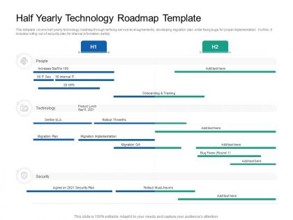 Half yearly technology roadmap timeline powerpoint template