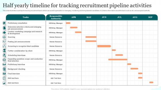 Half Yearly Timeline For Tracking Recruitment Pipeline Activities