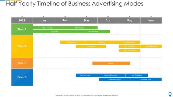 Half yearly timeline of business advertising modes