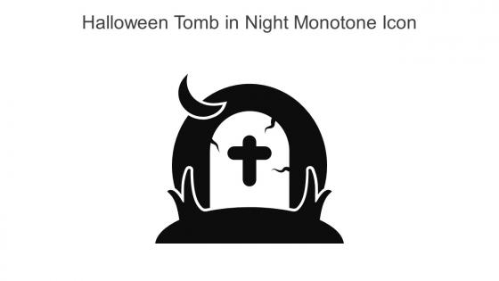 Halloween Tomb In Night Monotone Icon In Powerpoint Pptx Png And Editable Eps Format