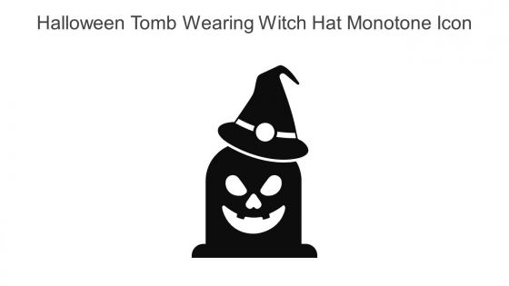 Halloween Tomb Wearing Witch Hat Monotone Icon In Powerpoint Pptx Png And Editable Eps Format