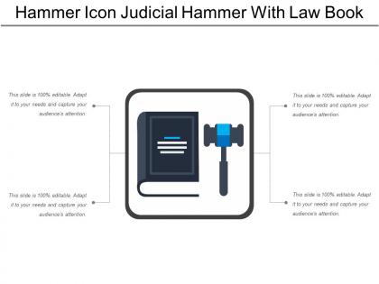 Hammer icon judicial hammer with law book