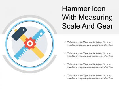 Hammer icon with measuring scale and gear