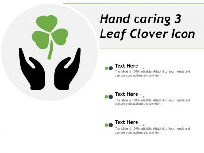 Hand caring 3 leaf clover icon