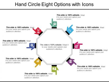 Hand circle eight options with icons