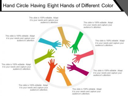 Hand circle having eight hands of different color