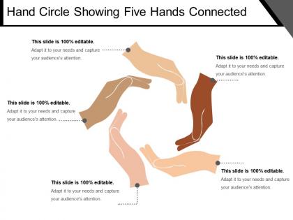 Hand circle showing five hands connected