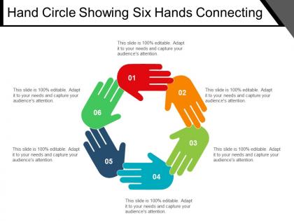 Hand circle showing six hands connecting