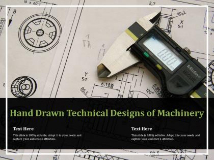 Hand drawn technical designs of machinery