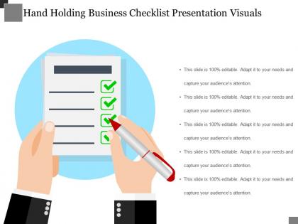 Hand holding business checklist presentation visuals