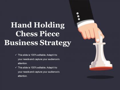 Hand holding chess piece business strategy presentation slides