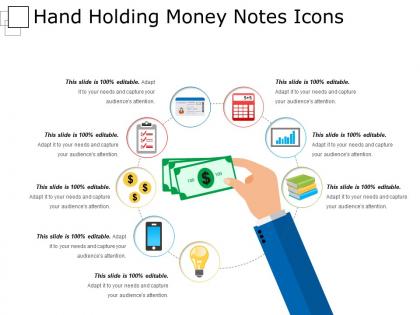 Hand holding money notes icons ppt slides download