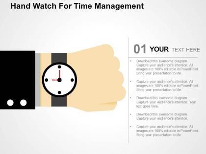 Hand watch for time management flat powerpoint design