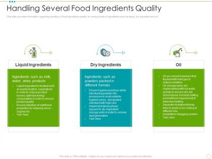 Handling several food ingredients quality food safety excellence