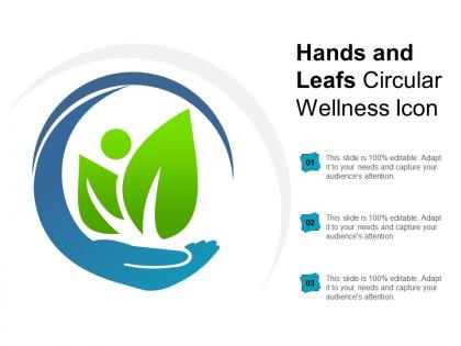Hands and leafs circular wellness icon