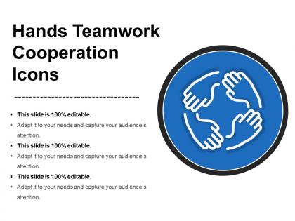 Hands teamwork cooperation icons ppt sample presentations