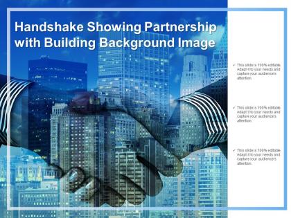 Handshake showing partnership with building background image