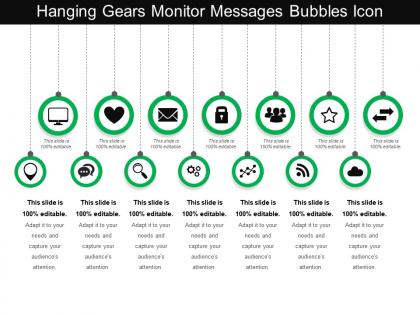 Hanging gears monitor messages bubbles icon