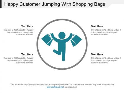 Happy customer jumping with shopping bags