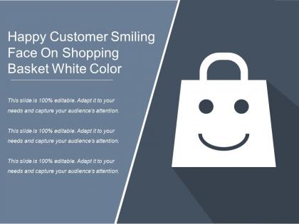 Happy customer smiling face on shopping basket white color
