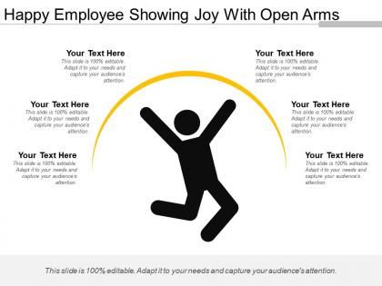 Happy employee showing joy with open arms