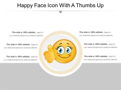 Happy face icon with a thumbs up