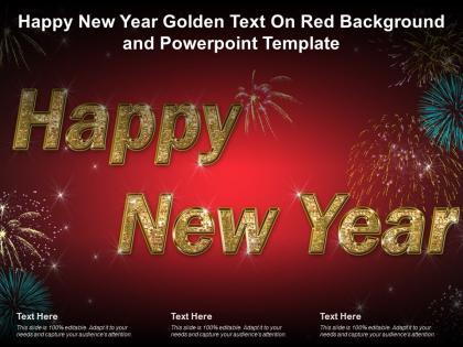 Happy new year golden text on red background and powerpoint template
