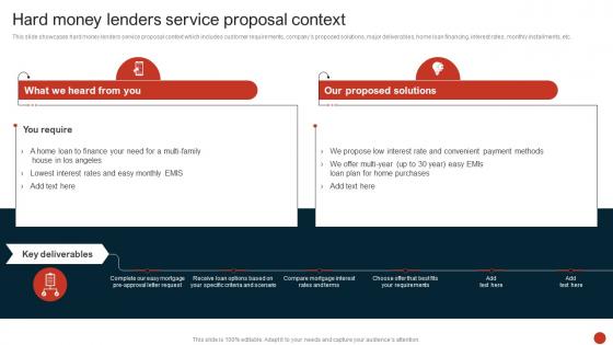 Hard Money Lenders Service Proposal Context Ppt Powerpoint Presentation Infographics Inspiration