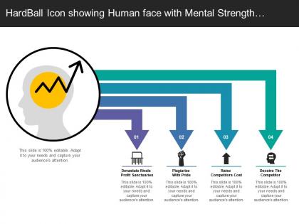 Hardball icon showing human face with mental strength to compete