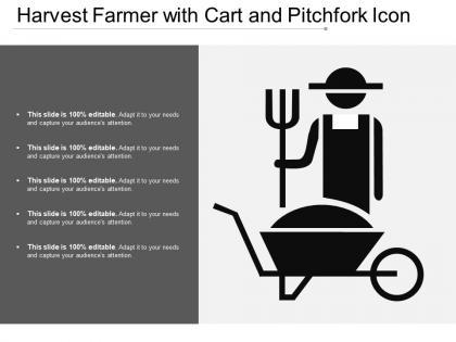 Harvest farmer with cart and pitchfork icon